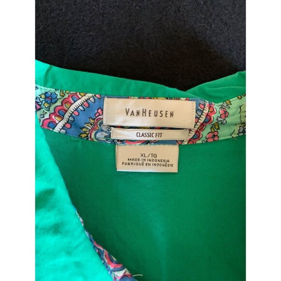 Van Heusen Womens Classic Fit Size XLarge Green Button-Down Shirt - Picture 2 of 10